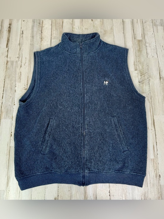 Big Dogs Other - VTG Big Dogs Sweater Mens XL Blue Full Zip Mock Neck Pockets Vest Sleeveless